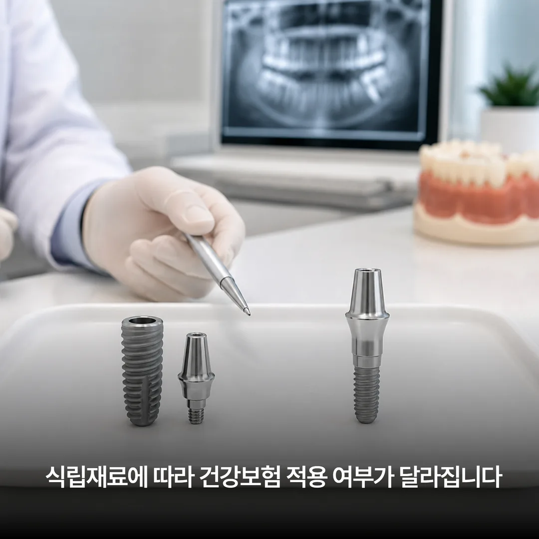 분리형 식립재료와 일체형 식립재료를 비교한 모습